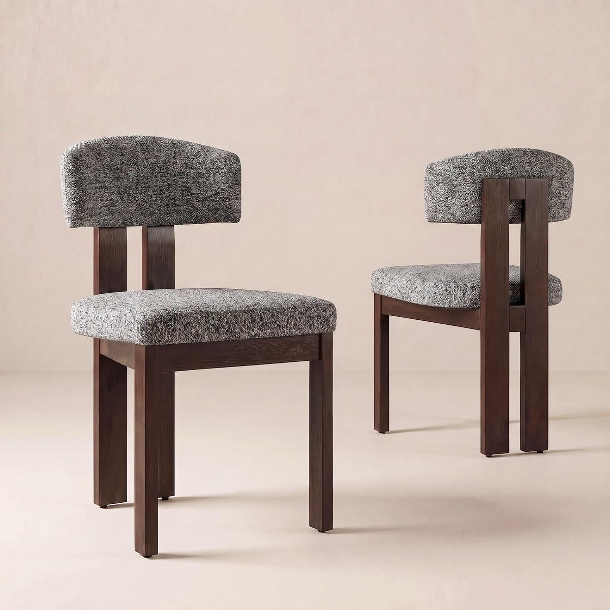 COLAMY Upholstered Dining Chairs Set of 6, Solid Wood Wobble-Free Modern Kitchen Accent Seating for Long Family Dinners, Mid Century Beige Fabric & Walnut Finish,Camel