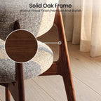 COLAMY Dining Chairs Set of 2, Mid Century Modern Upholstered Kitchen Chairs with Solid Red Oak Wood Legs, Textured Fabric Dining Room Accent Chairs for Small Spaces, 300 lbs Capacity,Walnut,Oatmeal