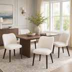 COLAMY Upholstered Dining Chairs Set of 4, Modern Kitchen & Dining Room Chairs with Curved Back, Fabric Padded Seat and Solid Wood Legs, Side Chairs for Restaurant, Cafe & Home, Beige