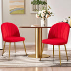Velvet Dining Chairs Set of 4, Mid-Century Modern Upholstered Kitchen Chair with Metal Gold Legs for Living Room, Dining Room, White