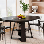 43.3"-59" Extendable Round Oval Dining Table for 4-8 with Storage Shelf