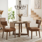 HNY Mid Century Modern Dining Chairs Set of 4, Upholstered Linen Kitchen & Dining Room Chairs with Ergonomic Curved Backrest, Solid Wood Legs, Farmhouse Accent Chair for Home, Apartment, Beige
