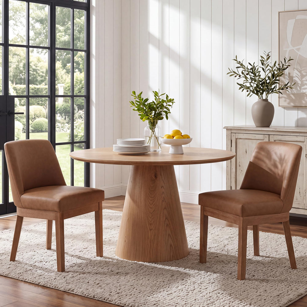 HNY Modern Dining Chairs Set of 6 with Comfortable Back Support, Farmhouse Soft Linen Upholstered Kitchen Dining Room Chairs with Solid Wood Legs, Armless Accent Side Chairs for Living Room, Beige