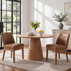 HNY Modern Dining Chairs Set of 6 with Comfortable Back Support, Farmhouse Soft Linen Upholstered Kitchen Dining Room Chairs with Solid Wood Legs, Armless Accent Side Chairs for Living Room, Beige