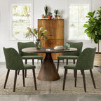 COLAMY Upholstered Dining Chairs Set of 4, Modern Kitchen & Dining Room Chairs with Curved Back, Fabric Padded Seat and Solid Wood Legs, Side Chairs for Restaurant, Cafe & Home, Beige