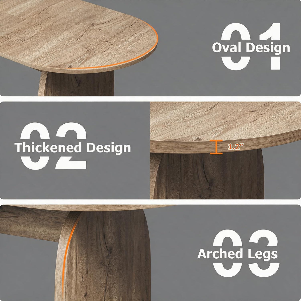 55"-70.8" Extendable Oval Dining Table for 4-8 with Built-in Flip Leaf