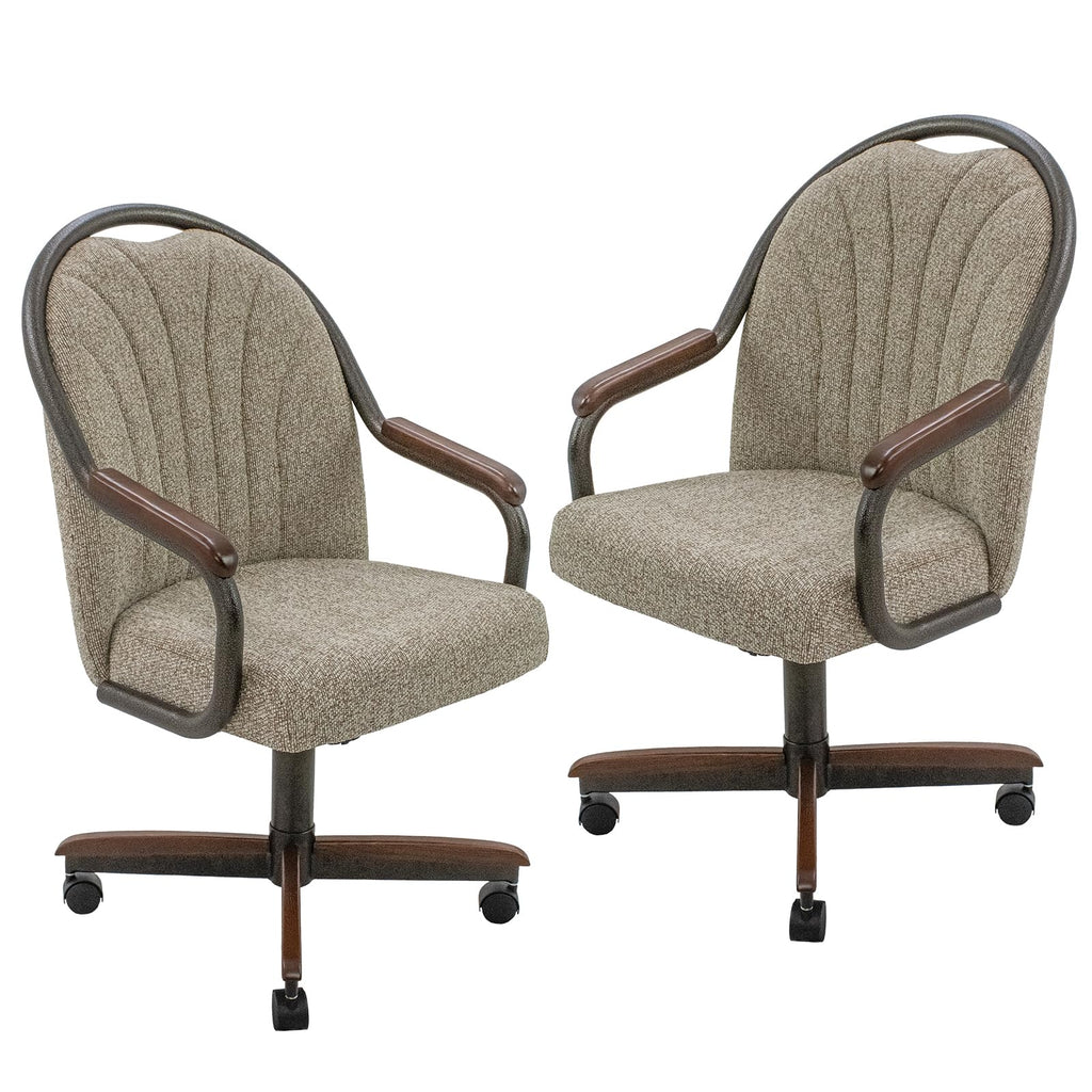 Chromcraft Bailey 4pc Swivel Kitchen Dining Chair - Light Sand-Chestnut