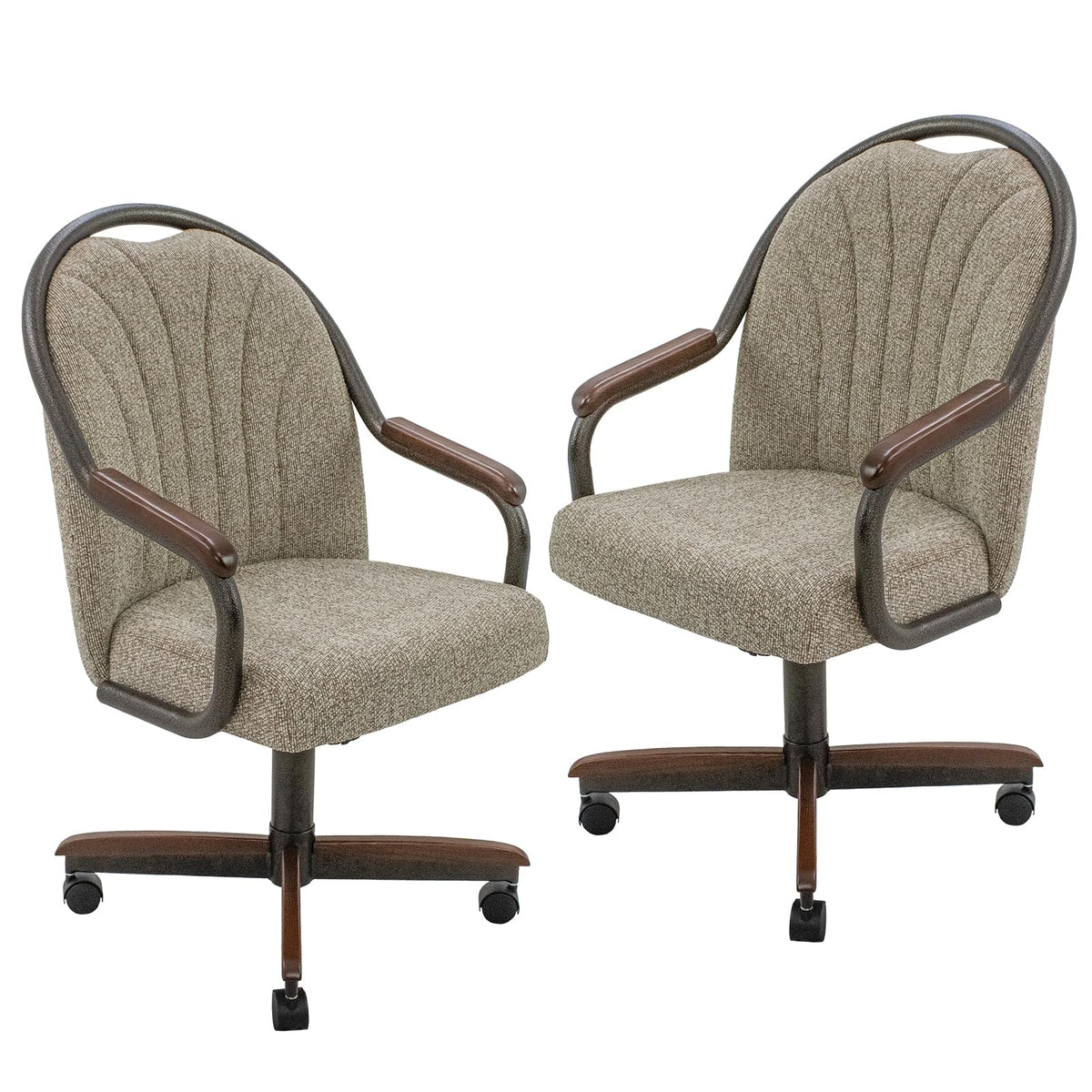 Chromcraft Bailey 4pc Swivel Kitchen Dining Chair - Light Sand-Chestnut