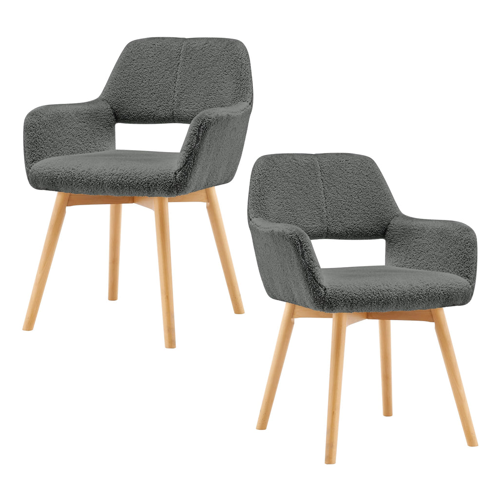 Mid Century Modern Dining Chairs Set of 2 & 4 & 6 Comfy Accent Chair Upholstered Kitchen Dining Living Room Chairs for Bedrooms Waiting Room Home Arm Desk Chair No Wheels (Wool White, 2)
