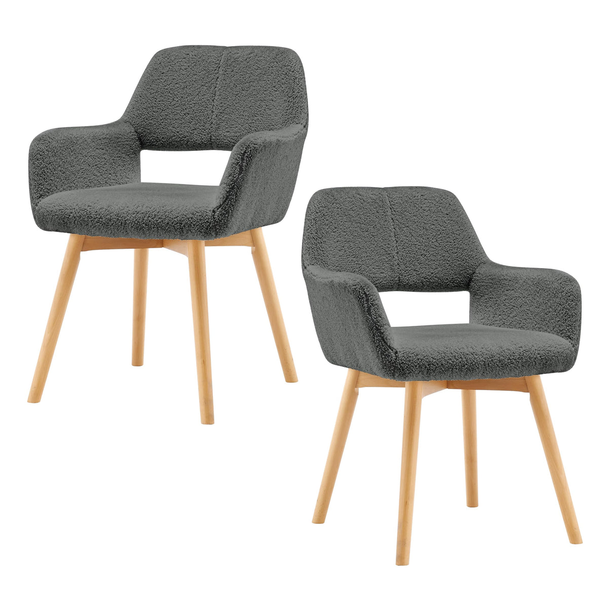 Mid Century Modern Dining Chairs Set of 2 & 4 & 6 Comfy Accent Chair Upholstered Kitchen Dining Living Room Chairs for Bedrooms Waiting Room Home Arm Desk Chair No Wheels (Wool White, 2)