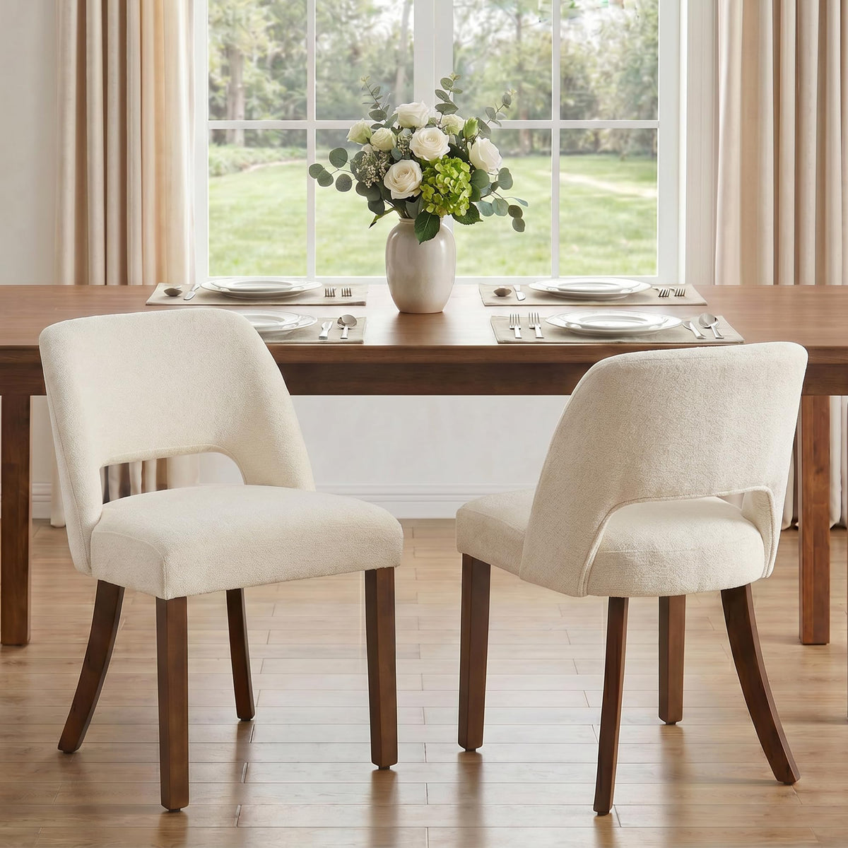 VKNOW Dining Chairs Set of 4, Fabric Dining Chairs, Green