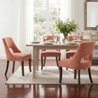 UVV Wooden Dining Chairs Set of 2, Mid Century Modern Chenille Upholstered Dining Room Chair Kitchen Chairs, Farmhouse Dinner Chair with Solid Wood Legs for Kitchen Dining Room, Green