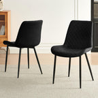 PU Leather Dining Chairs Set of 4, Modern Armless Dining Room Chairs, Comfy Upholstered Kitchen Chairs with Backrest, Black Metal Legs for Living Room, Dinning Room, Beige