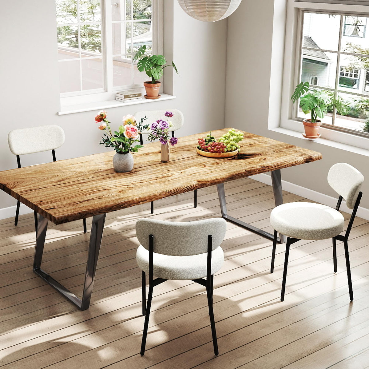 KROFEM Dining Chairs Set of 4,Modern Rattan Kitchen Chairs,Green