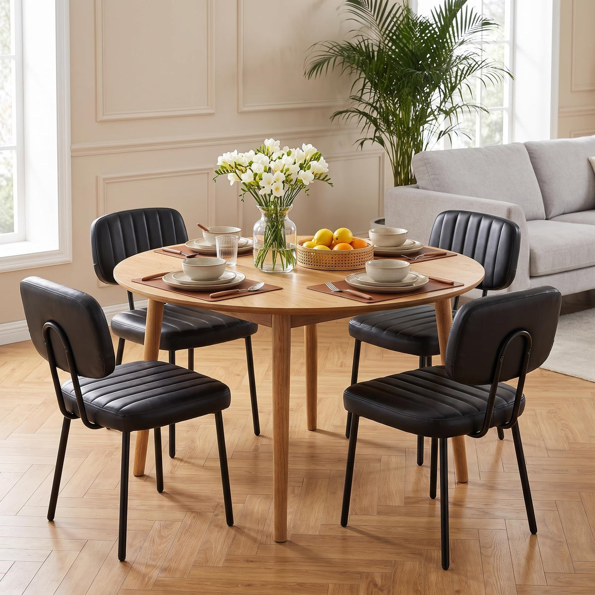 Dining Chairs Set of 2, PU Leather Upholstered Kitchen Chairs