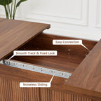 weselon 55"-71" Extendable Dining Table with Storage, Expandable Kitchen Table for 4-6, Space Saving Dining Room Table with Hidden Storage Cabinet, Adjustable Shelves & Fluted Base (Walnut)
