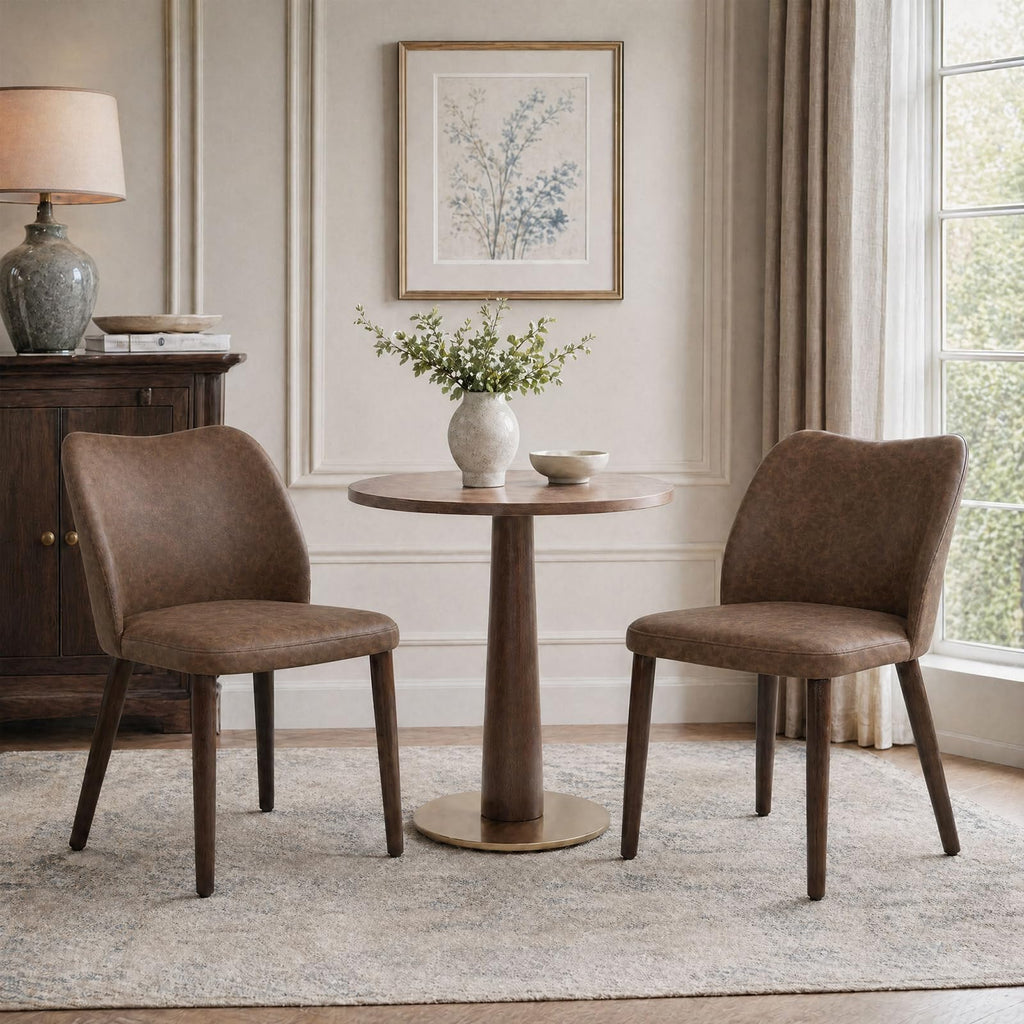 COLAMY Upholstered Dining Chairs Set of 4, Modern Kitchen & Dining Room Chairs with Curved Back, Fabric Padded Seat and Solid Wood Legs, Side Chairs for Restaurant, Cafe & Home, Beige