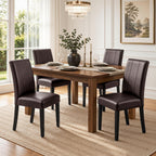 CHUN YI Dining Chairs Set of 4, Faux Leather Dining Room Chairs, Upholstered Modern Kitchen Parsons Chairs for Dining Room with Sturdy Wood Legs, Black (Only Chair)