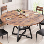 Jocoevol Round Dining Table for 4,Kitchen Dining Room Circle Dinner Pedestal Table,Space Saving Wood Kitchen & Dining Room Furniture (Black, 46In)