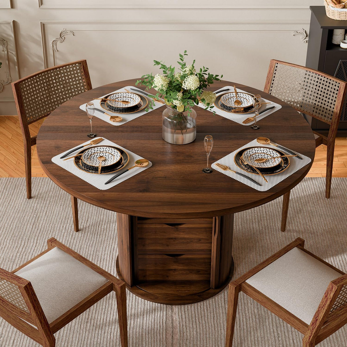 47" Round Dining Table, Walnut