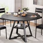 Jocoevol Round Dining Table for 4,Kitchen Dining Room Circle Dinner Pedestal Table,Space Saving Wood Kitchen & Dining Room Furniture (Black, 46In)