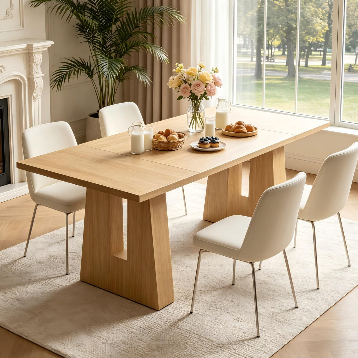 Garvee 63" Dining Table for 4-6 People, Modern Kitchen Table, Light Oak