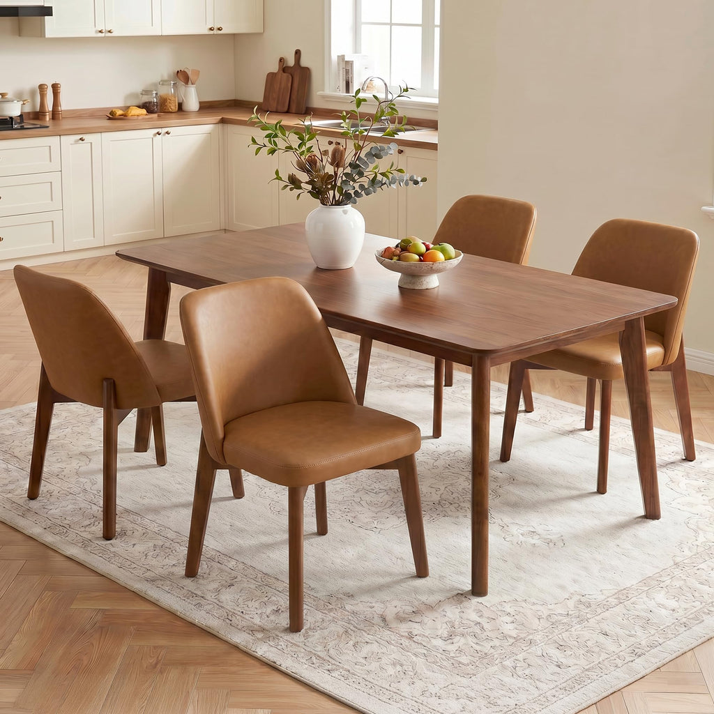Usaint Modern Wooden Dining Chairs Set of 4 with Rubberwood Legs，Beige