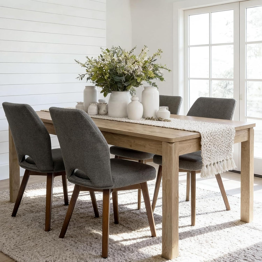 Farmhouse Dining Table for 6, Rectangle Dining Table, Kitchen Table Oak