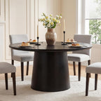 LITTLE TREE 47.24 Inches Round Dining Table, Modern Wooden Kitchen Table with Heavy-Duty Table Legs, Space Saving Circle Dinner Furniture for Kitchen, Dining Room, Living Room, Black