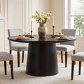 LITTLE TREE 47.24 Inches Round Dining Table, Modern Wooden Kitchen Table with Heavy-Duty Table Legs, Space Saving Circle Dinner Furniture for Kitchen, Dining Room, Living Room, Black