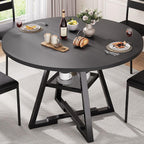 Jocoevol Round Dining Table for 4,Kitchen Dining Room Circle Dinner Pedestal Table,Space Saving Wood Kitchen & Dining Room Furniture (Black, 46In)