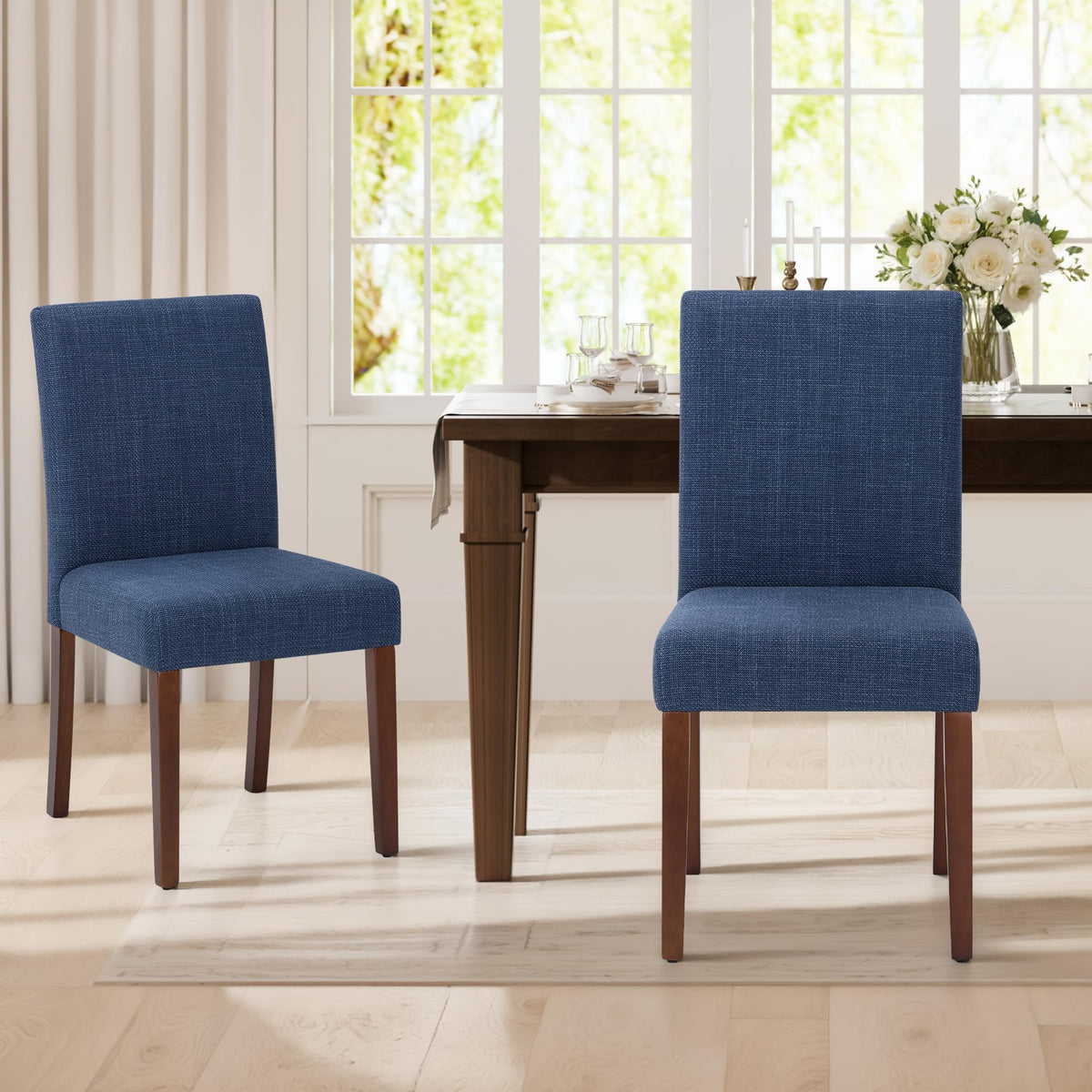 MALOL Upholstered Dining Chairs Set of 6, High Back Kitchen Room Chairs, Mid Century Modern Dining Room Chairs for Kitchen, Living Room, Blue