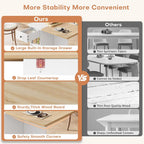 Jocoevol Space Saving Folding Dining Table for 4, Foldable Dining Table with Drawer and Storage Shelf, 6 Wheels Drop Leaf Kitchen Dining Room Table for Small Space (Natural, 47.2" x 23.6" x 29.9")