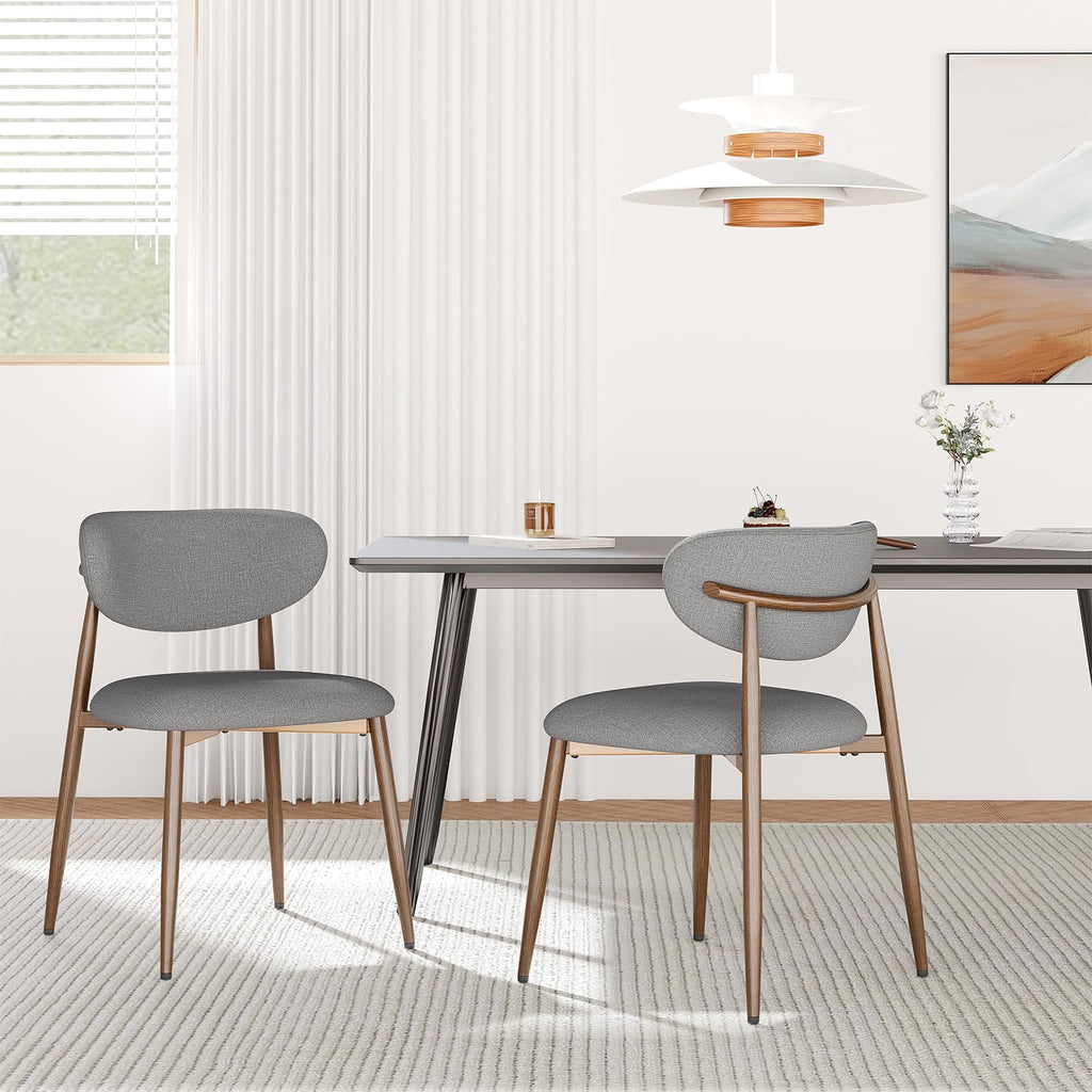 MALOL Dining Chairs Set of 4, Curved Back Kitchen Room Chairs with Metal Legs and Anti Slip Pads, Upholstered Dining Chair for Home and Restaurant, Beige