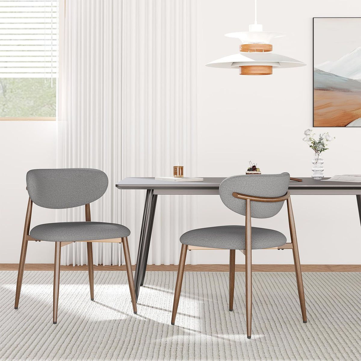 MALOL Dining Chairs Set of 4, Curved Back Kitchen Room Chairs with Metal Legs and Anti Slip Pads, Upholstered Dining Chair for Home and Restaurant, Beige