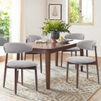 COLAMY Wooden Dining Chairs Set of 2, Modern Fabric Upholstered Kitchen Side Chairs, Farmhouse Dining Room Chair with Foot Pegs, Beige