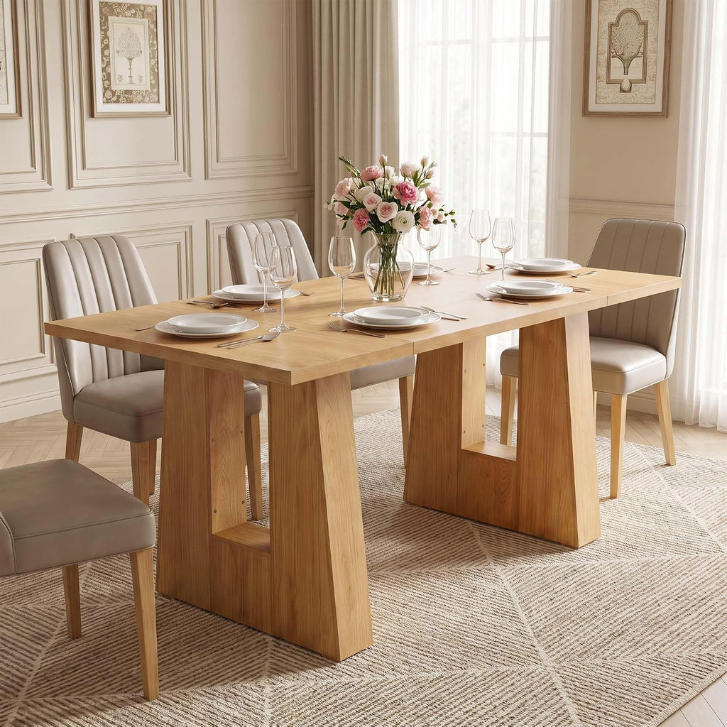 Garvee 63" Dining Table for 4-6 People, Modern Kitchen Table, Light Oak