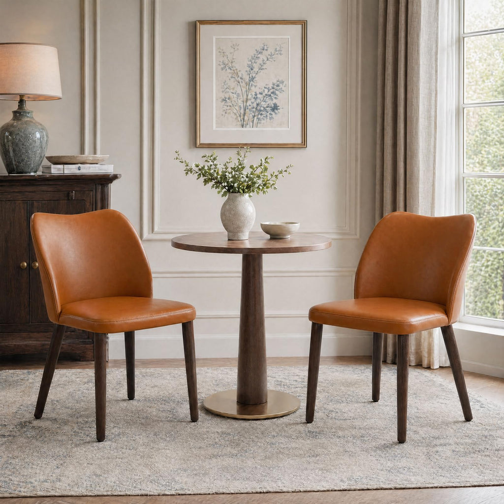 COLAMY Upholstered Dining Chairs Set of 6, Modern Kitchen & Dining Room Chairs with Curved Back, Fabric Padded Seat and Solid Wood Legs, Side Chairs for Restaurant, Cafe & Home, Beige
