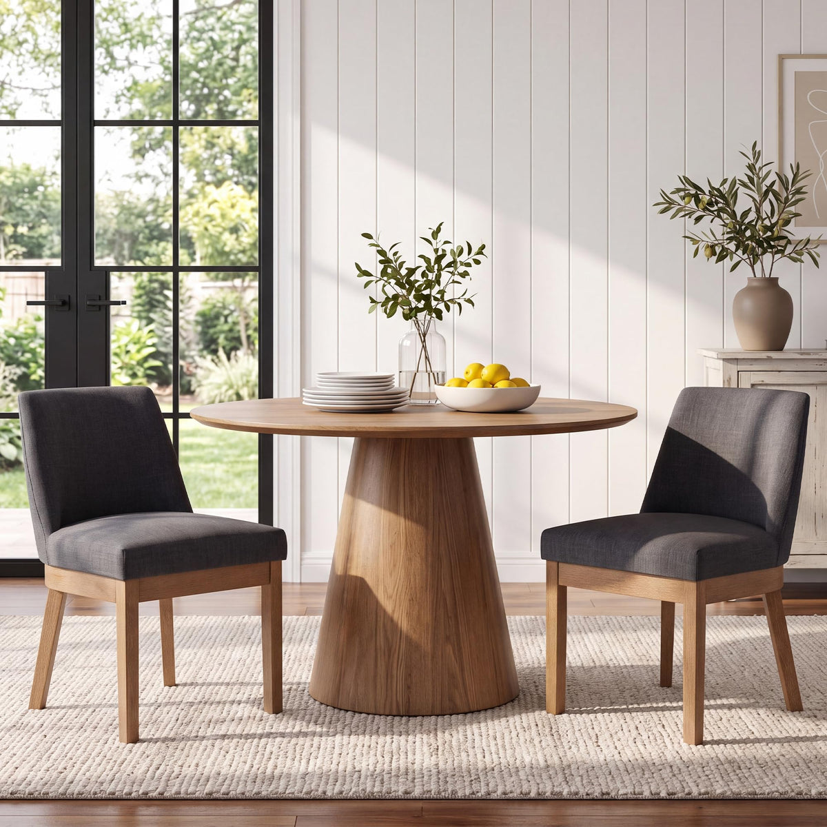 HNY Modern Dining Chairs Set of 6 with Comfortable Back Support, Farmhouse Soft Linen Upholstered Kitchen Dining Room Chairs with Solid Wood Legs, Armless Accent Side Chairs for Living Room, Beige