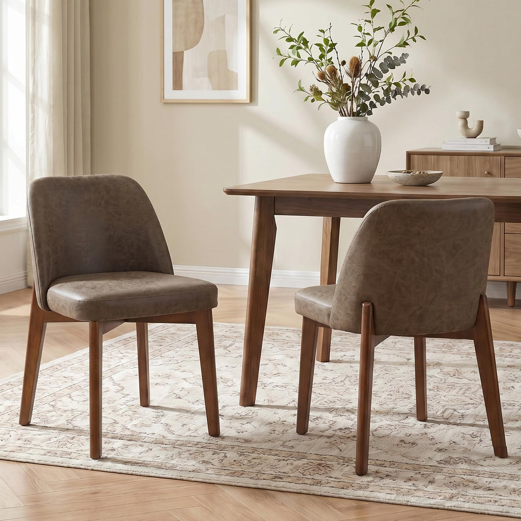 Usaint Modern Wooden Dining Chairs Set of 4 with Rubberwood Legs，Beige
