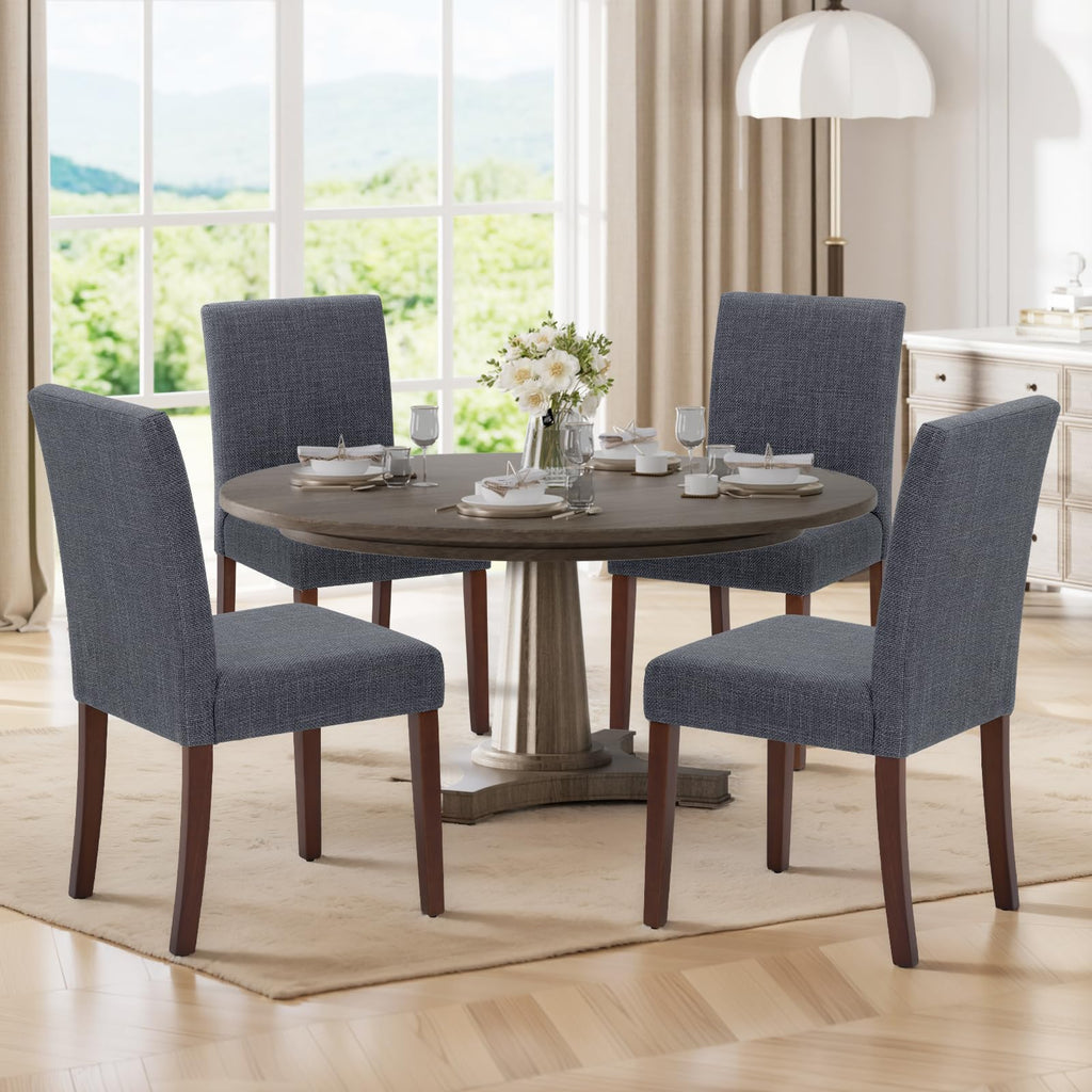 MALOL Upholstered Dining Chairs Set of 4, Fabric Dining Room Chairs, Modern Wooden Dining Chair, Kitchen Side Chairs, Farmhouse Dinner Chair with High Back for Kitchen, Beige