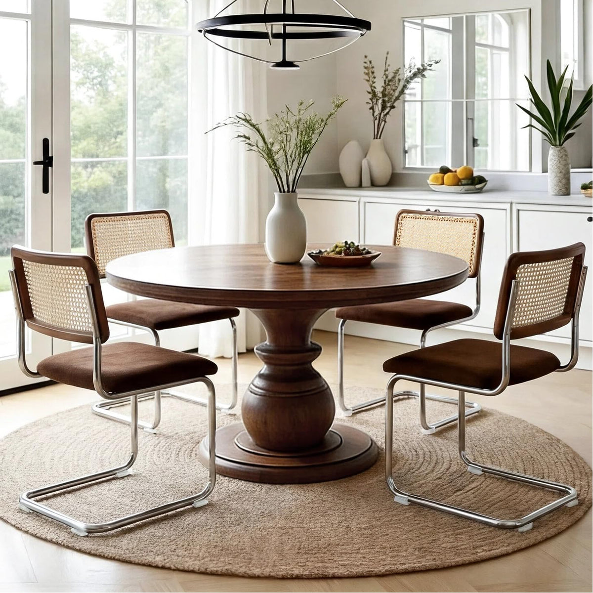 Zesthouse Natural Rattan Dining Chairs Set of 2, Modern Cesca Kitchen Chair