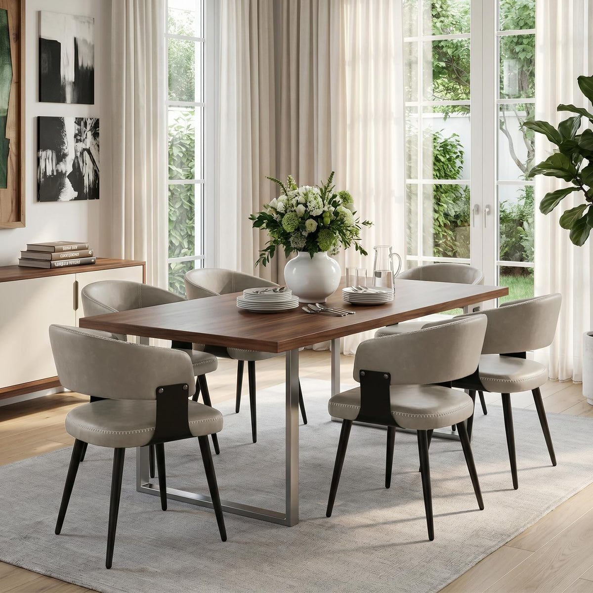 Dining Chairs Set of 4, Modern Faux Leather Kitchen Chairs