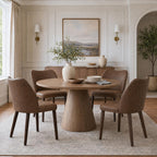 COLAMY Upholstered Dining Chairs Set of 6, Modern Kitchen & Dining Room Chairs with Curved Back, Fabric Padded Seat and Solid Wood Legs, Side Chairs for Restaurant, Cafe & Home, Beige