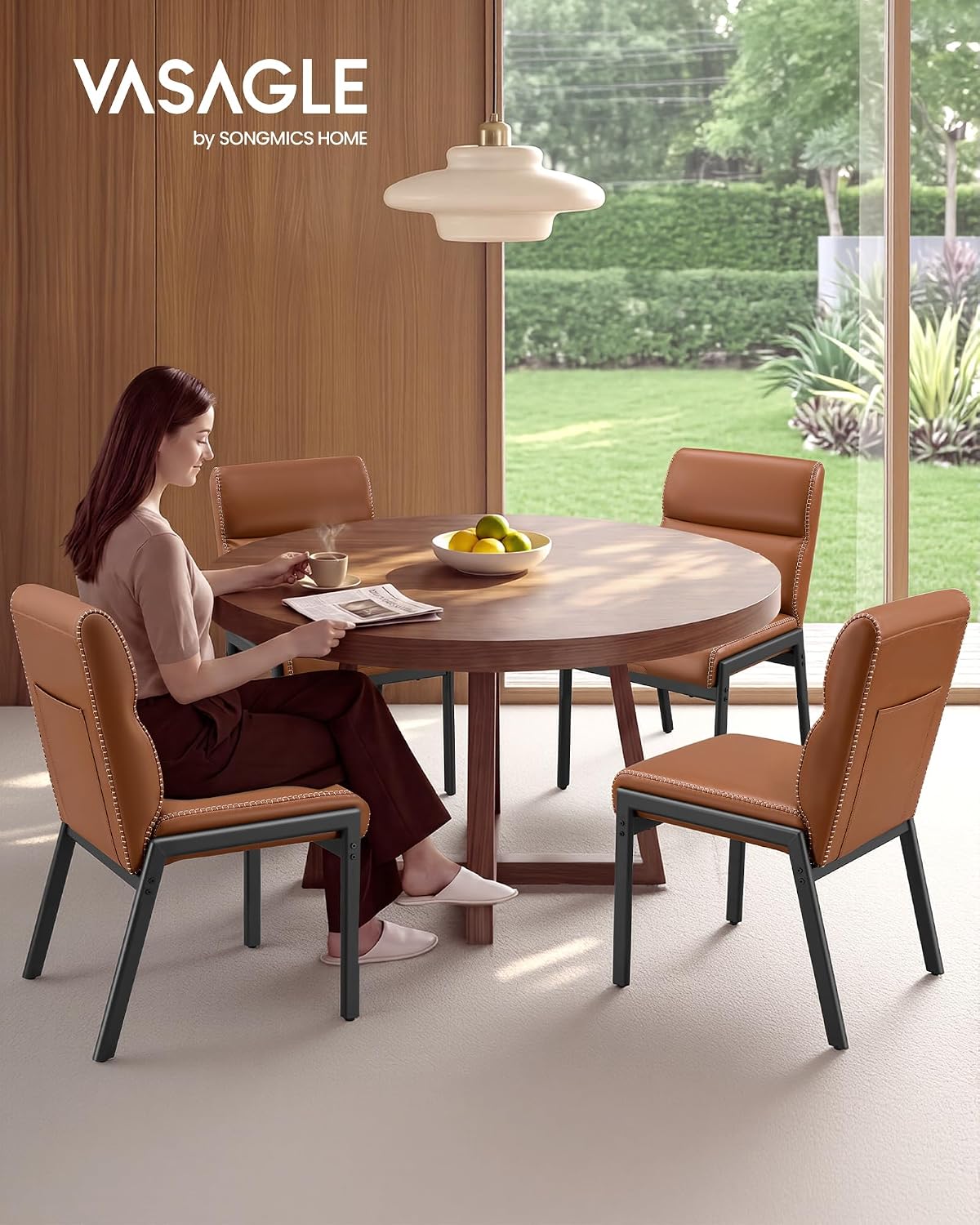 VASAGLE Dining Chairs Set of 2, Upholstered Kitchen Chairs