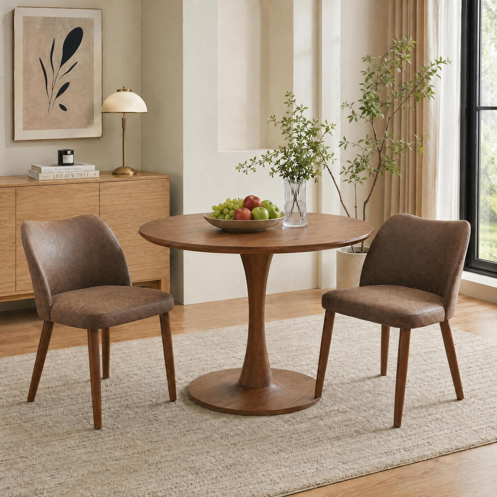 GarveeHome Wooden Dining Chair Set of 4 Upholstered Fabric Dining Chair