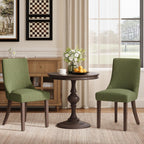 MALOL Wooden Dining Chairs Set of 6, Upholstered Kitchen & Dining Room Chairs with Solid Wood Legs Curved Backrest Farmhouse Accent Chair for Dining/Kitchen/Living Room, Camel