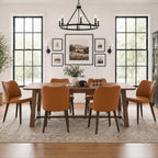 COLAMY Upholstered Dining Chairs Set of 4, Modern Kitchen & Dining Room Chairs with Curved Back, Fabric Padded Seat and Solid Wood Legs, Side Chairs for Restaurant, Cafe & Home, Beige