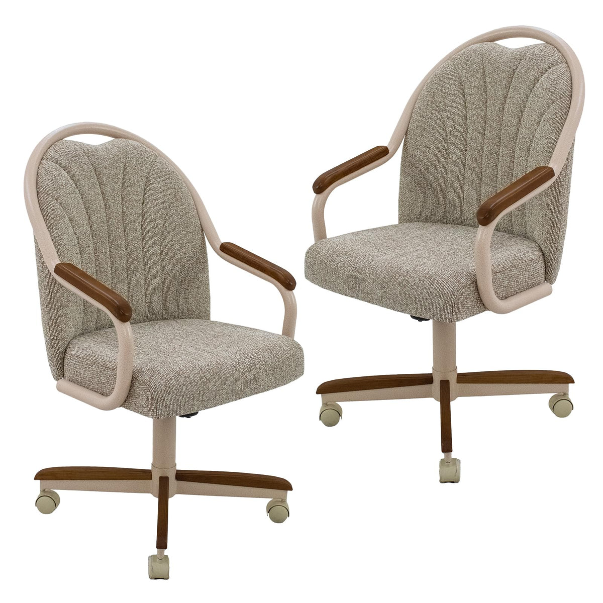 Chromcraft Bailey 4pc Swivel Kitchen Dining Chair - Light Sand-Chestnut