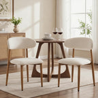 UVV Dining Chairs Set of 4, Metal Kitchen Chairs with Modern Fabric Upholstered for Dining Room, Beige
